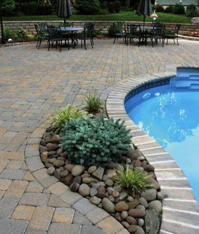 pave uni terasse piscine,paver stone terasse pool area